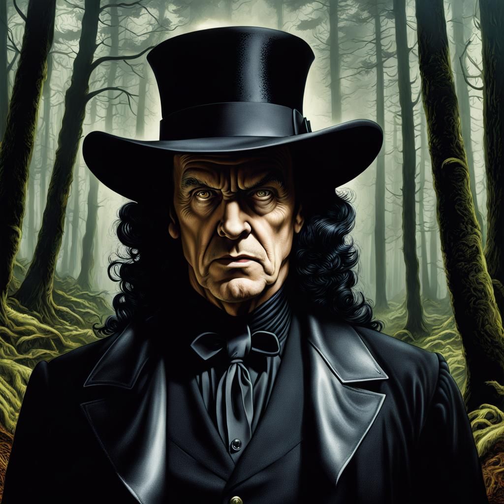 Ominous Undertaker Portrait in Eldritch Forest