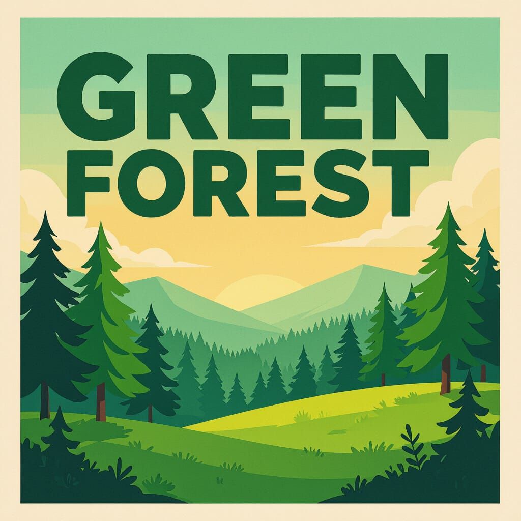 Lush Green Forest Landscape Art Poster