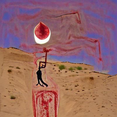 Surreal Hanged Man Under Blood Moon