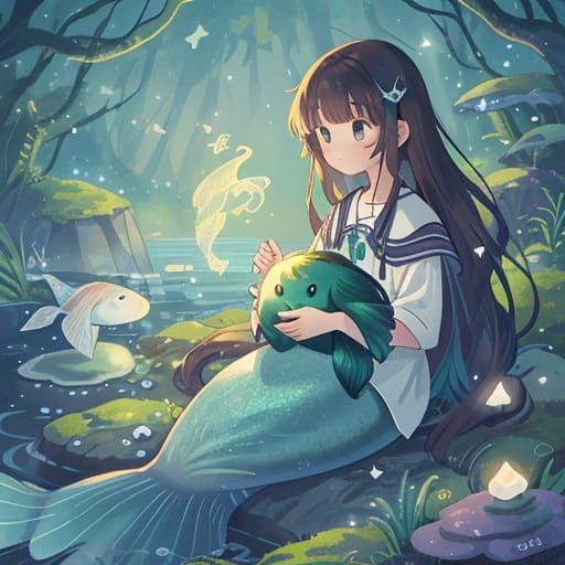 Serene Ocean Mermaid in Lush Realism Style