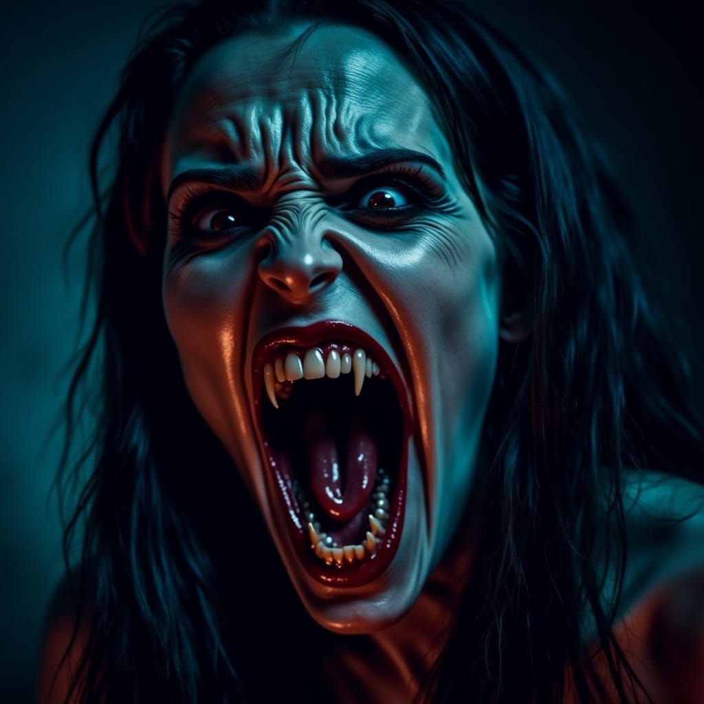 Screaming Vampire in a Haunting Portrait