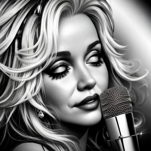 Dolly Parton Portrait in Black and White Style