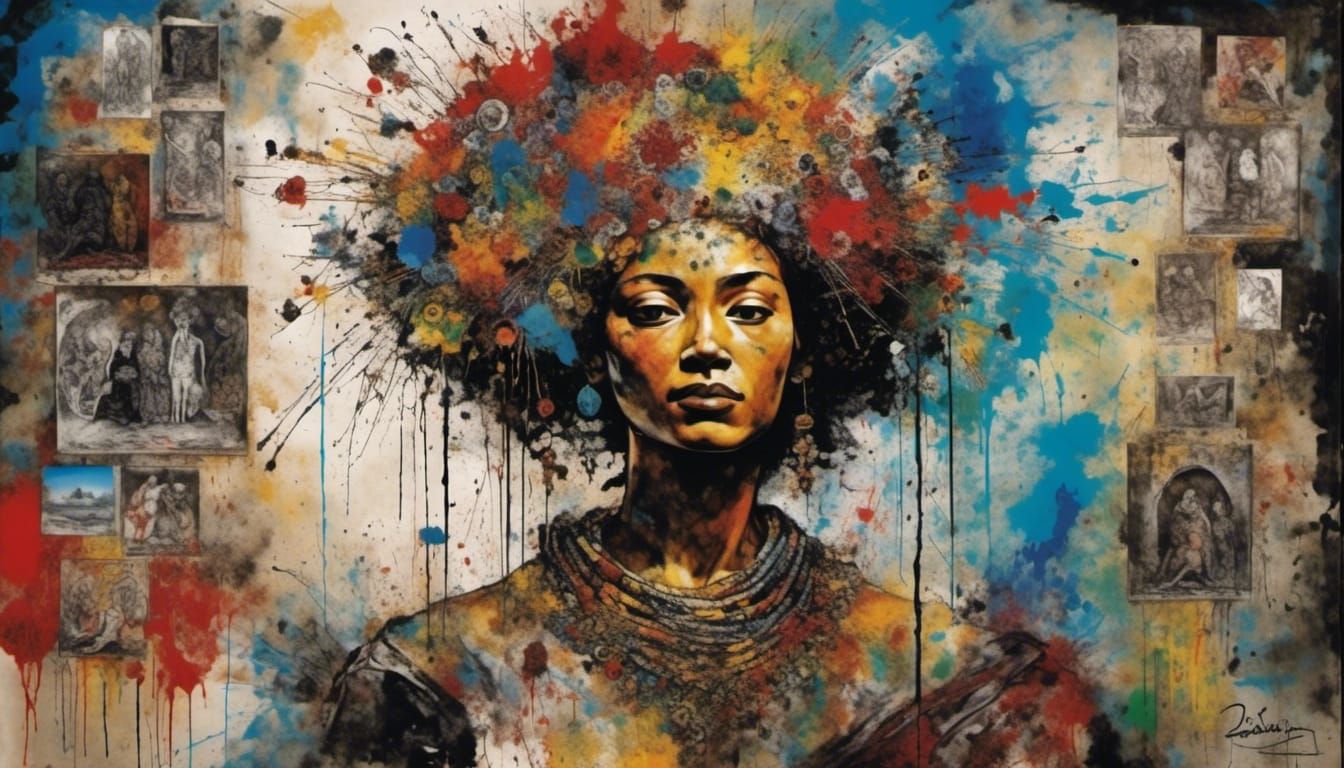 Jazz Age Portrait in Cubist Afrofuturism Style