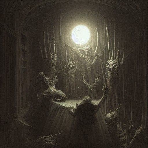 Lolbit Horror in Gustave Doré Style