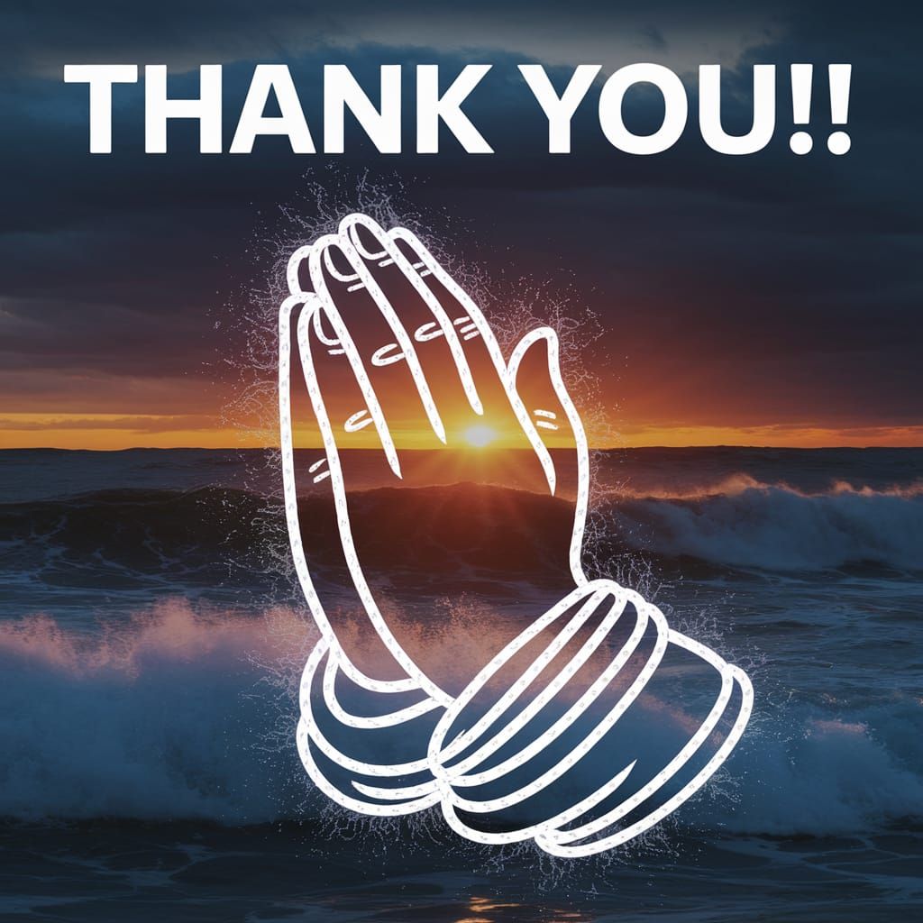 Epic Sunset Ocean with Dissolving Thank You Message