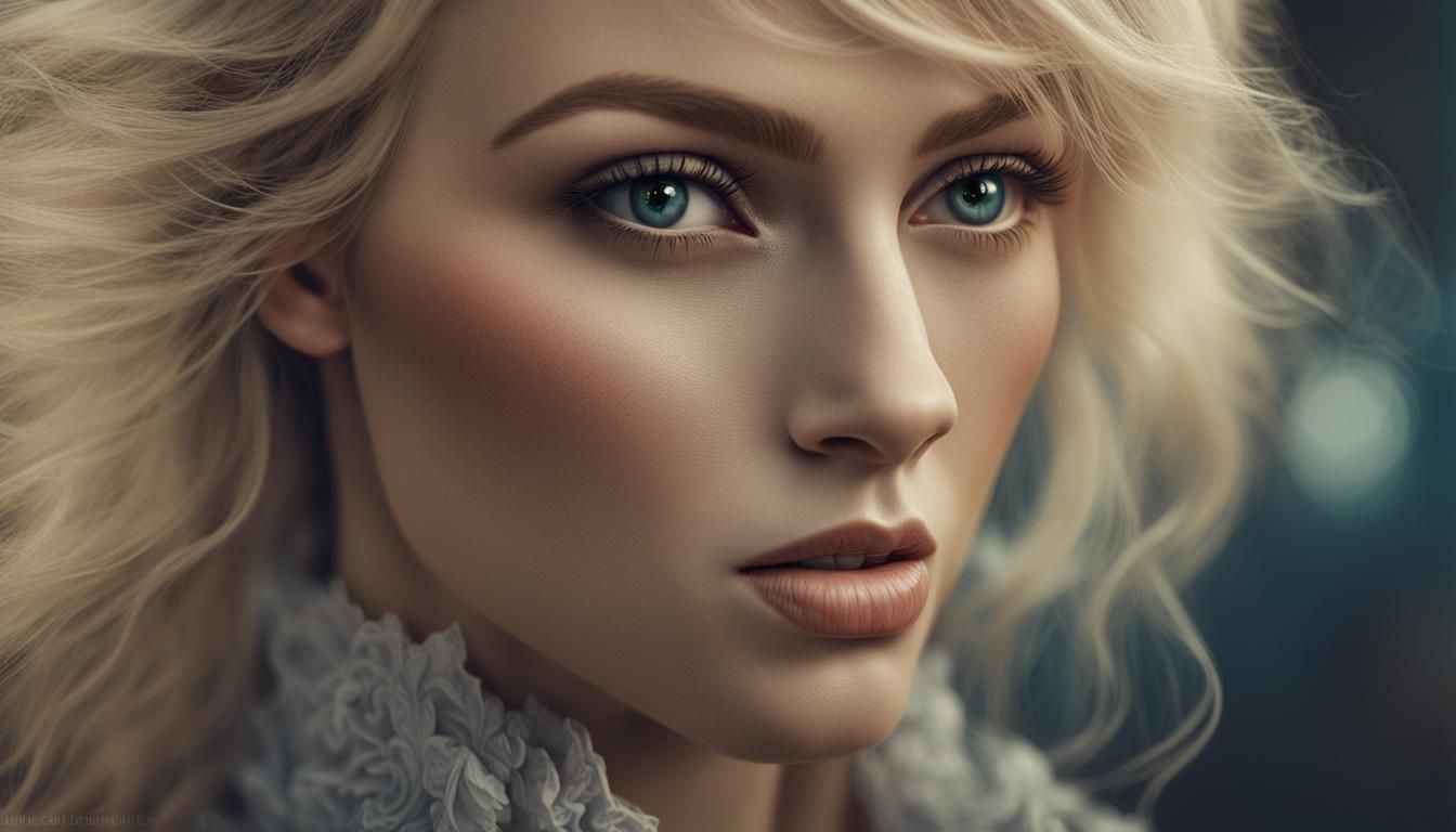 Blonde Woman in 1970s Fashion: Polaroid Close-Up