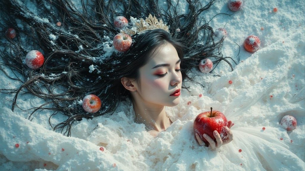 Snow White in Snowy Forest: Glitchcore Speedpaint