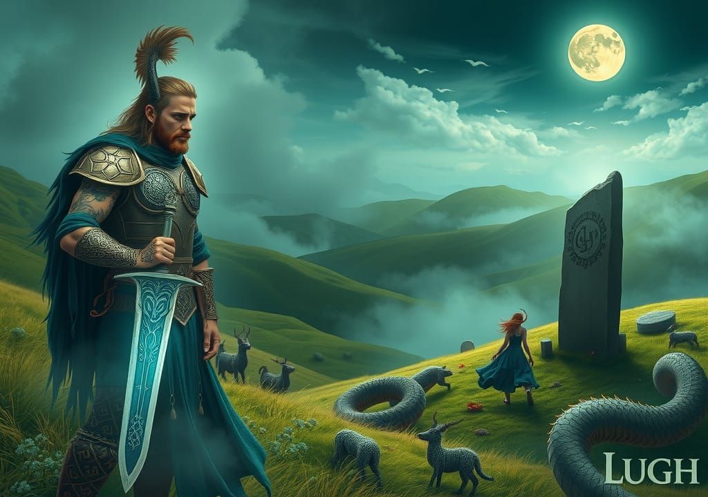 Celtic Mythical Realm of Emerald Hills and Gods