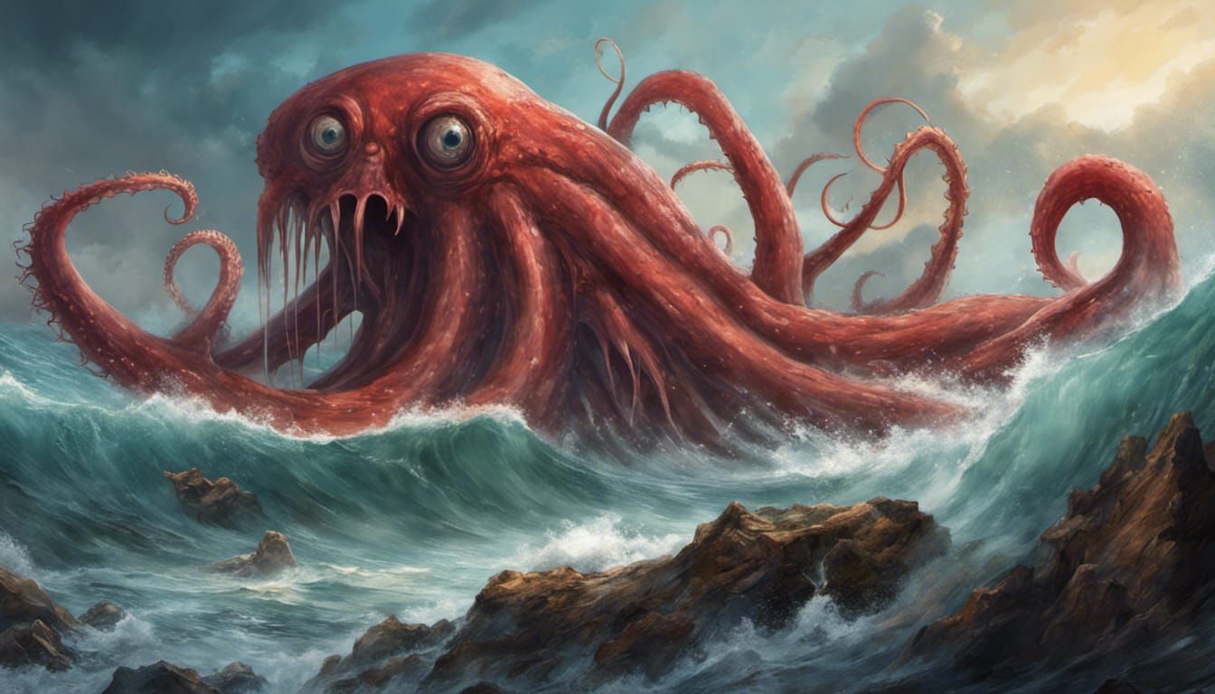 Cinematic Sea Monster Attack Digital Painting