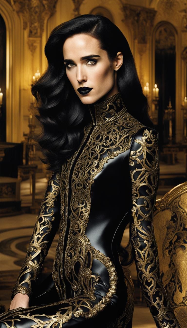 Jennifer Connelly as Vampire in Silver-Patterned Coat