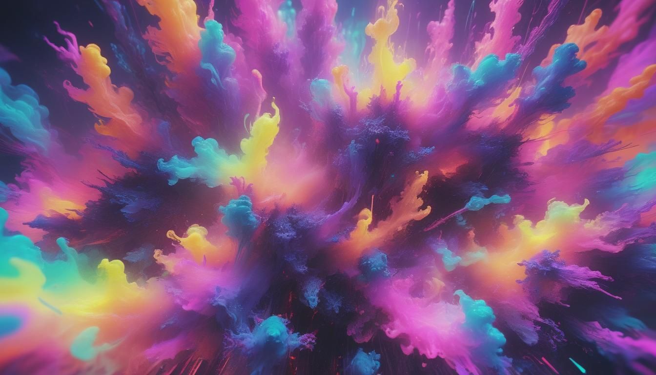 Surreal Quantum Realms in Neon Noir Style