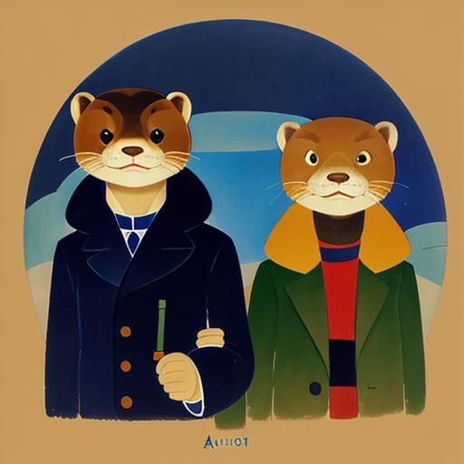 Charming Otters in Expressive Style