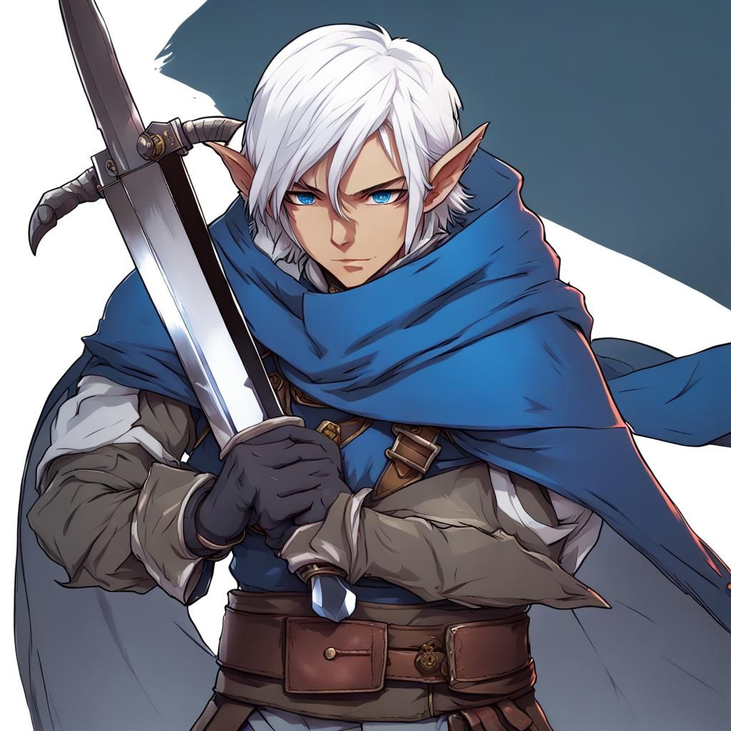 Halfling Rogue in Anime Style with Blue Armor