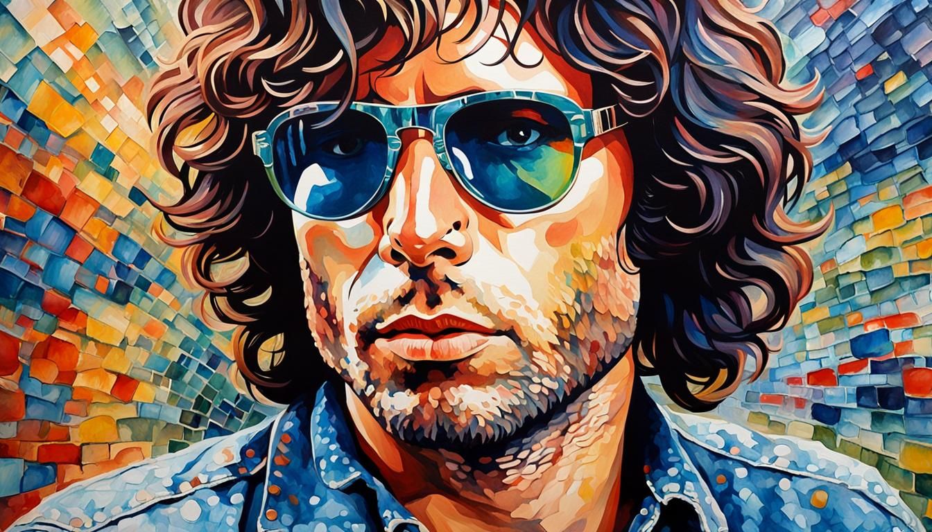 Jim Morrison Pop Art Watercolor Portrait with Mural