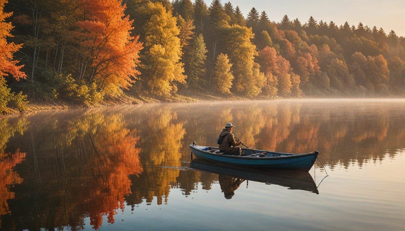Golden Dawn on a Serene Autumn Lake