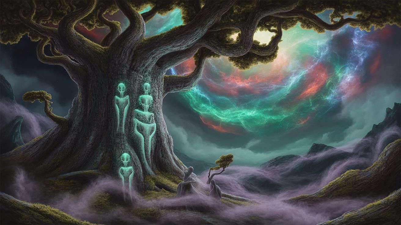 Mystical Ancient Tree in Surrealist Matte Painting