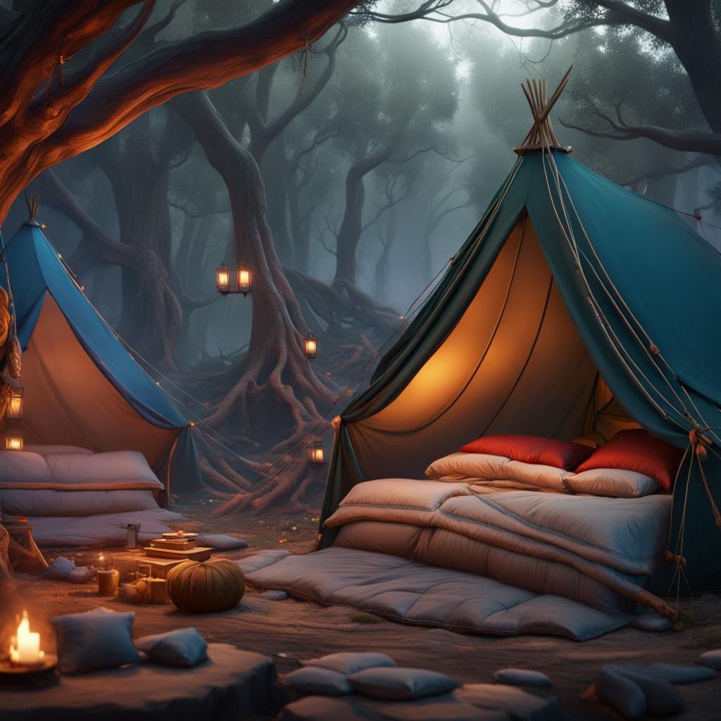 Fantastical Blanket Tents as Matte Painting