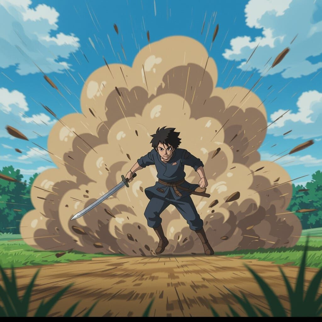 Anime Dust Cloud Overlay with Blown Debris
