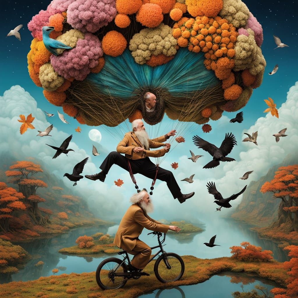 Surreal Tea Party on Floating Island: Ethereal Art