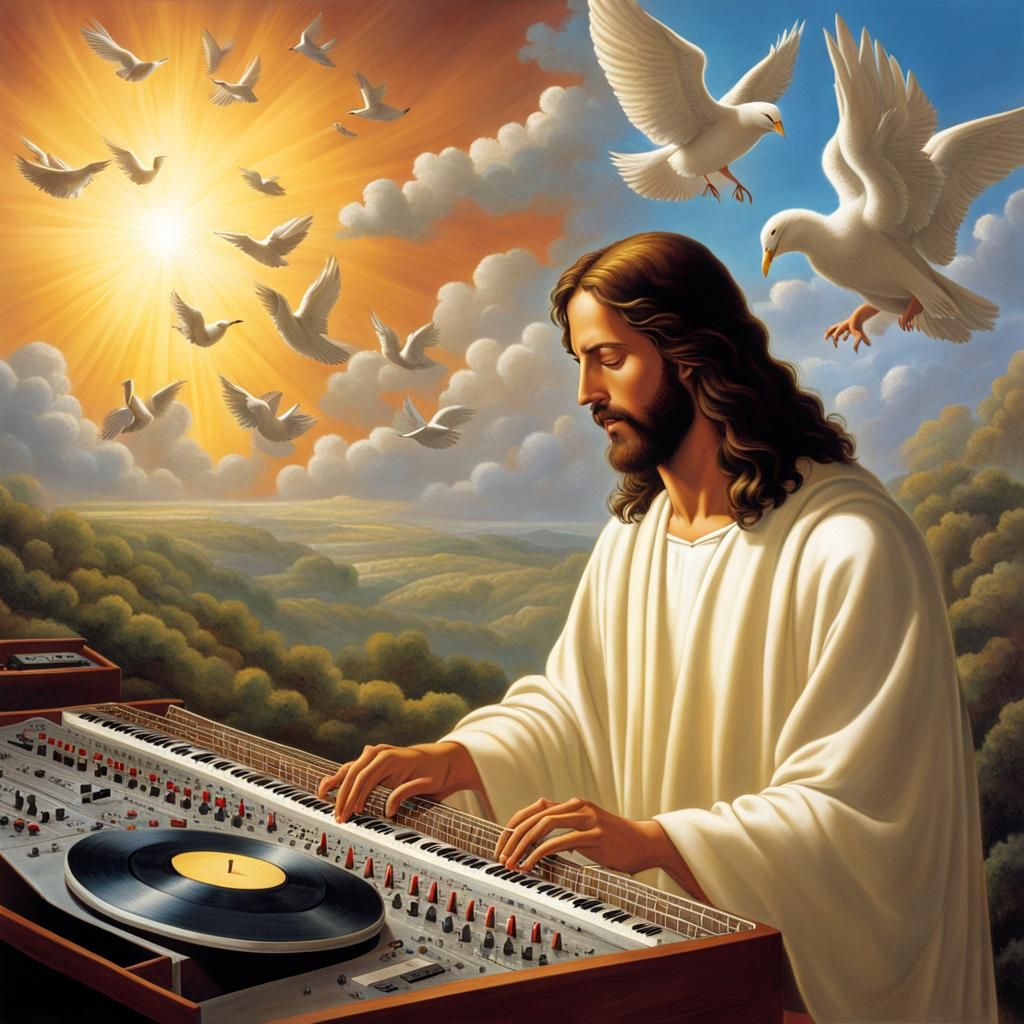 Jesus Christ as DJ in Heaven