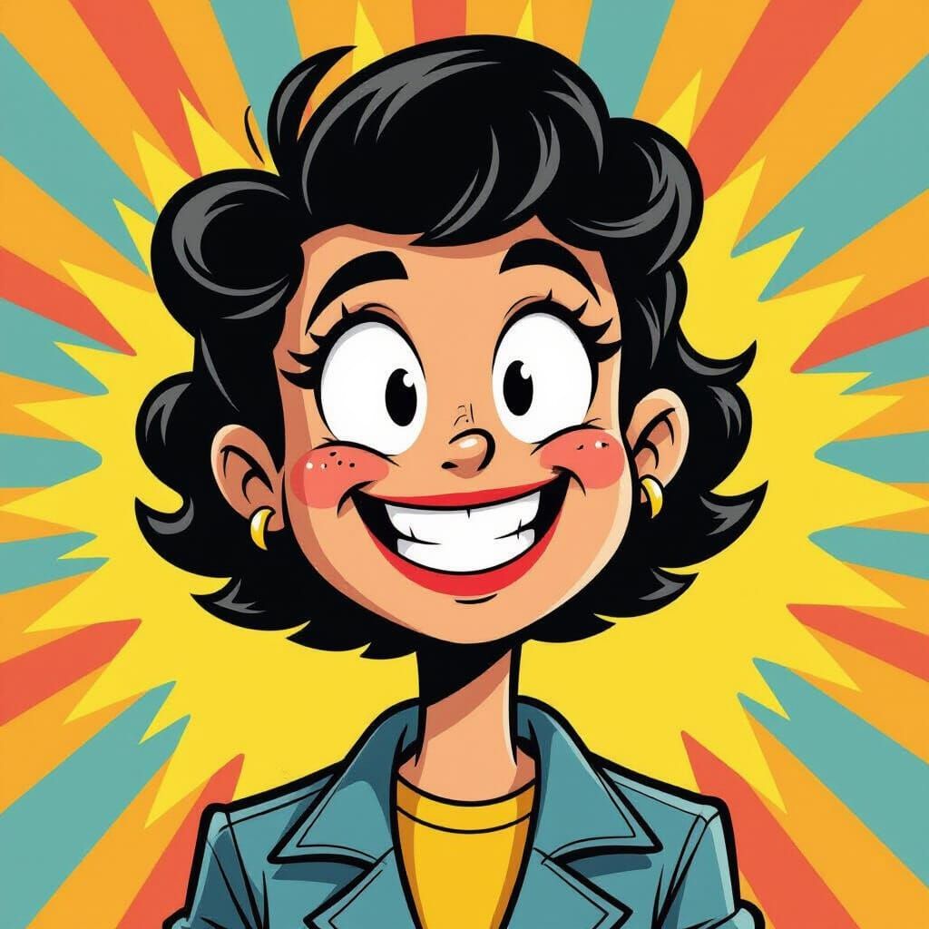 Cartoon Figure with Oversized Features in 2D Style