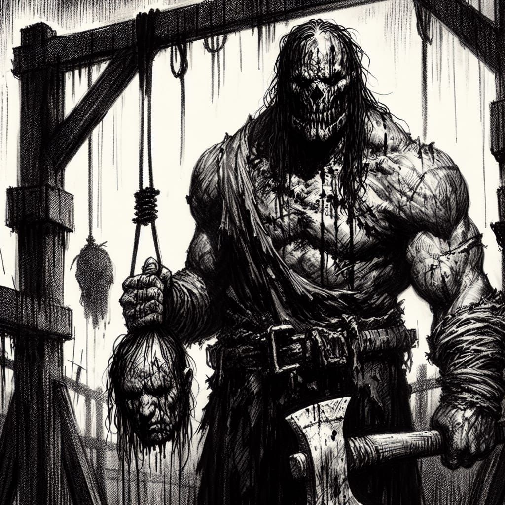 Sinister Hangman in Dark Fantasy Scene