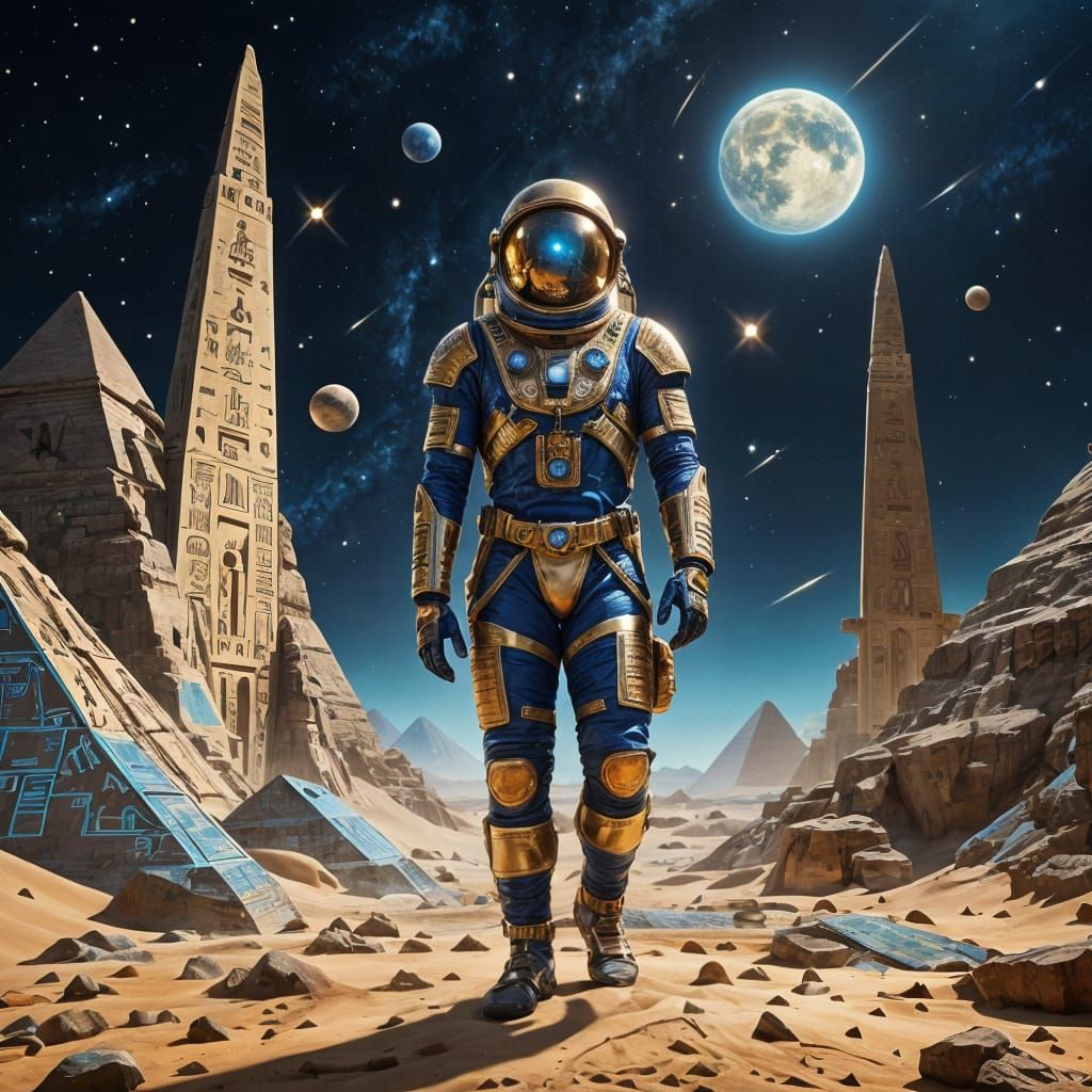 Egyptian Astronaut: Spacesuit with Hieroglyphs