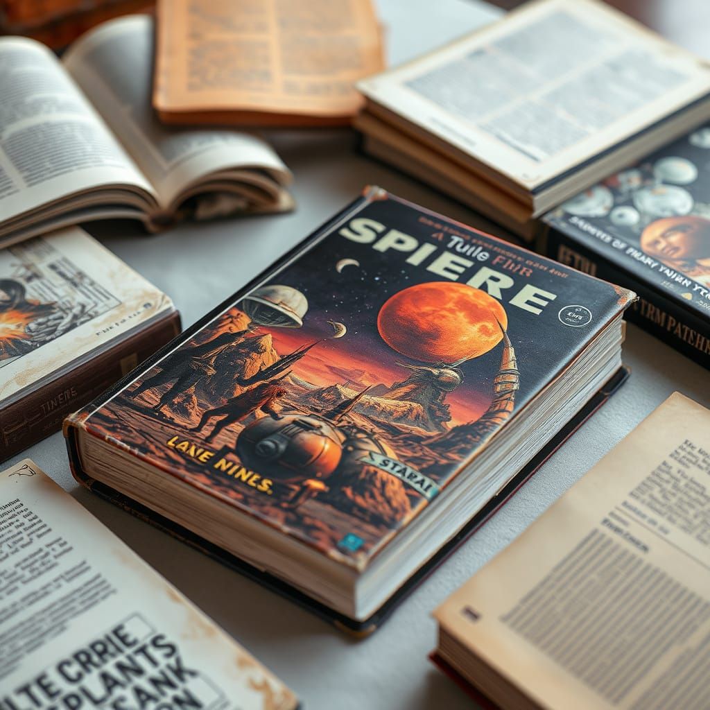 Retro Sci-Fi Book Cover Art in Vintage Style