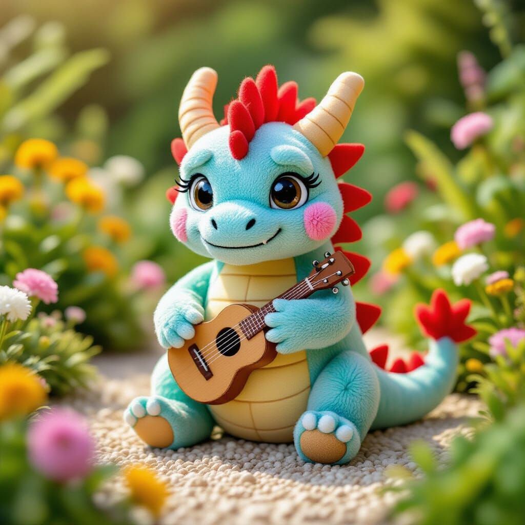 Pompom Dragon Playing in Pompom Garden