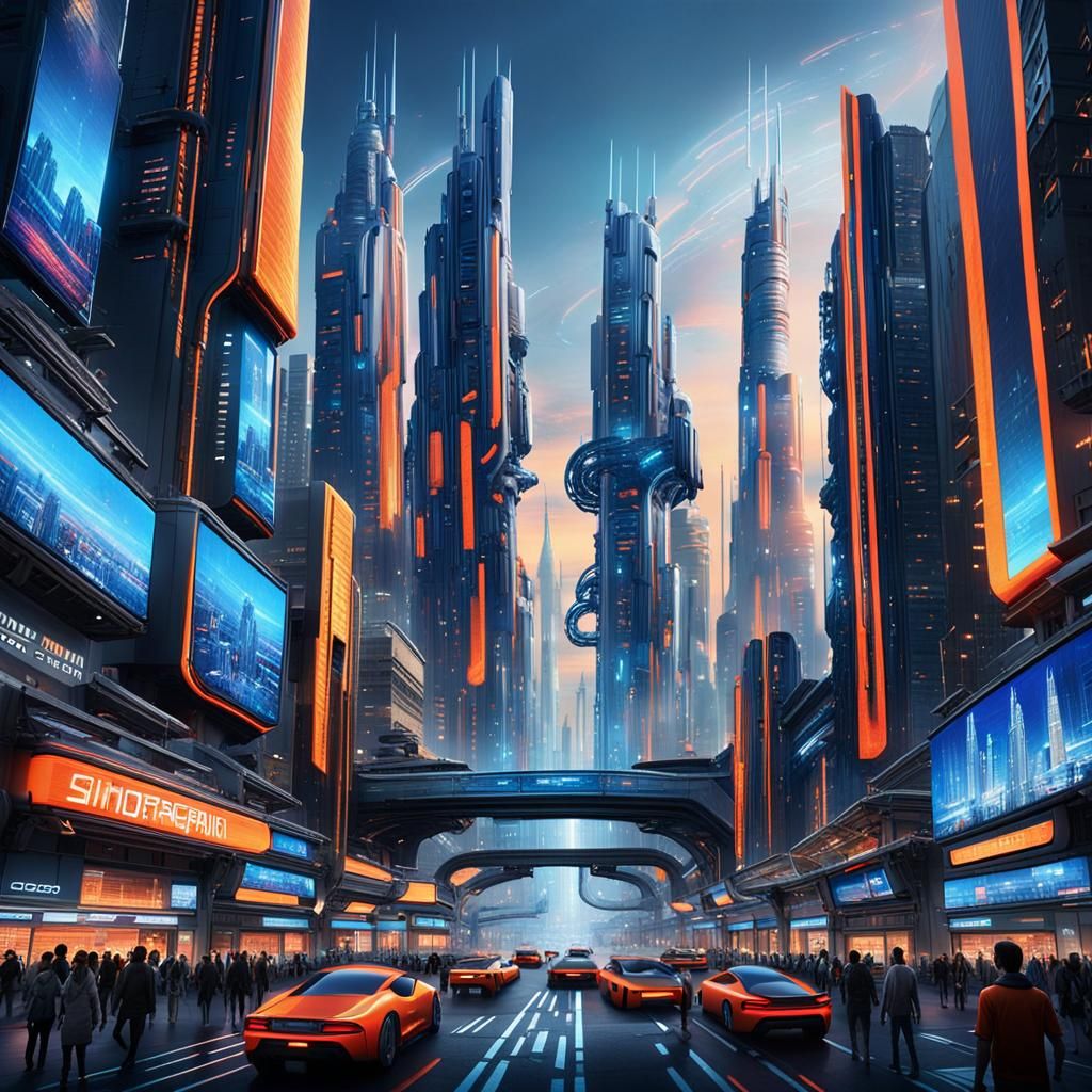 Sci-Fi Metropolis at Twilight in Unreal Engine