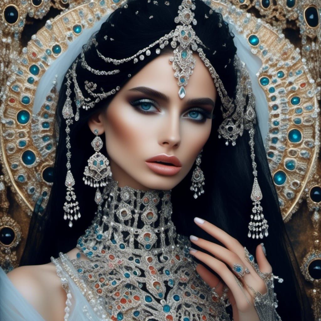 Gothic Portrait of Syrian Woman in Noir Style