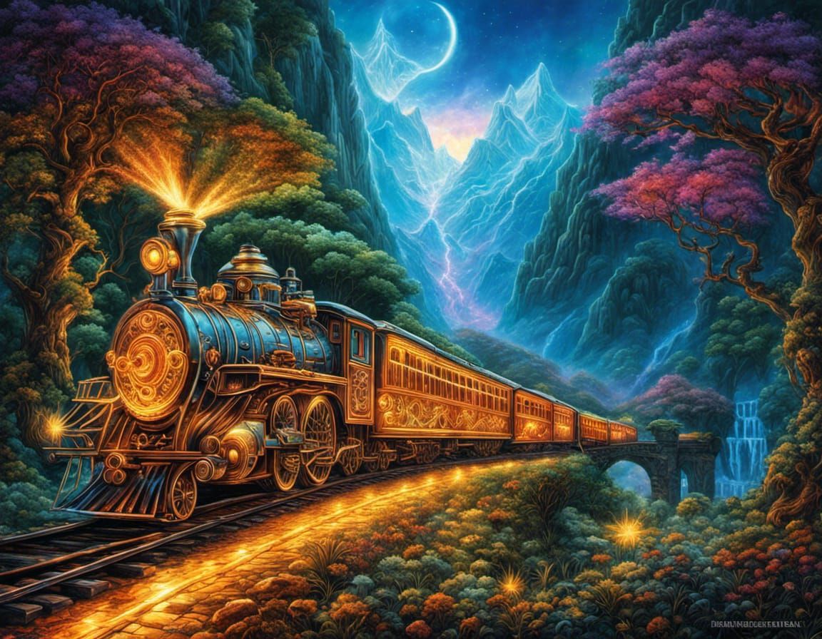 Fantasy Train Journey in a Magic Land