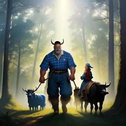 Paul Bunyan and Babe in the Forest