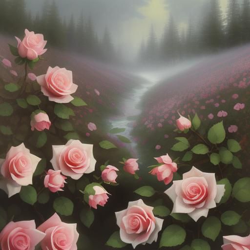 Ethereal Wild Roses in Fantasy Luminism
