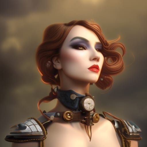 Steampunk Cyberpunk Figure with Divine Lighting