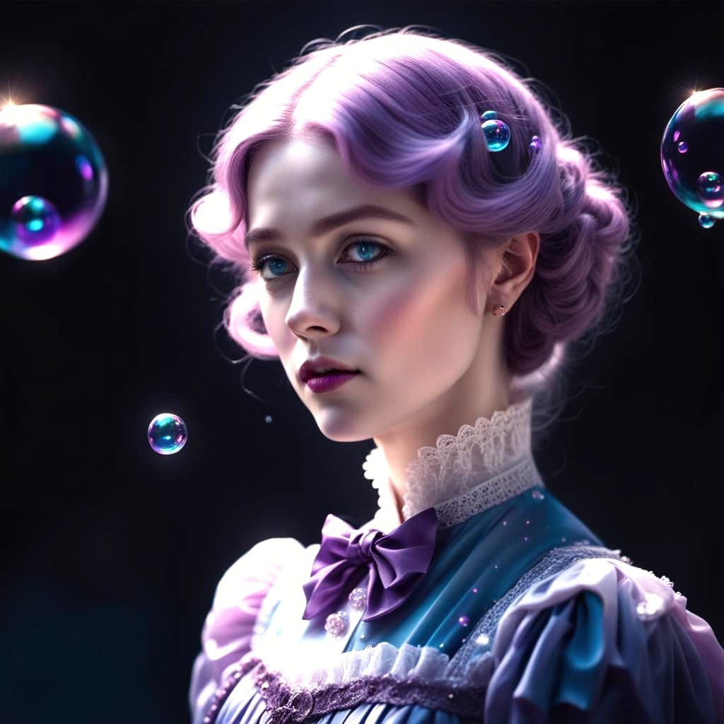 Victorian Lady in Pastel Bubble Dreamscape