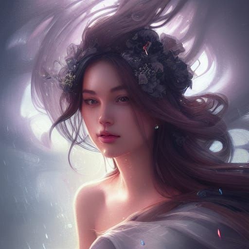 Stunning Thunderstorm Princess Portrait in Art Nouveau Style
