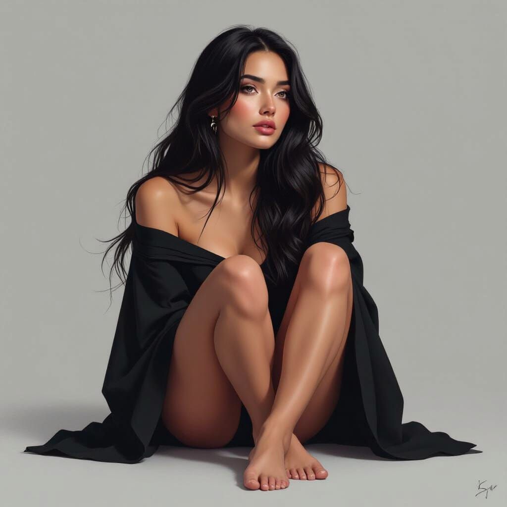 Woman Lost in Thought: Hyperrealistic Digital Art