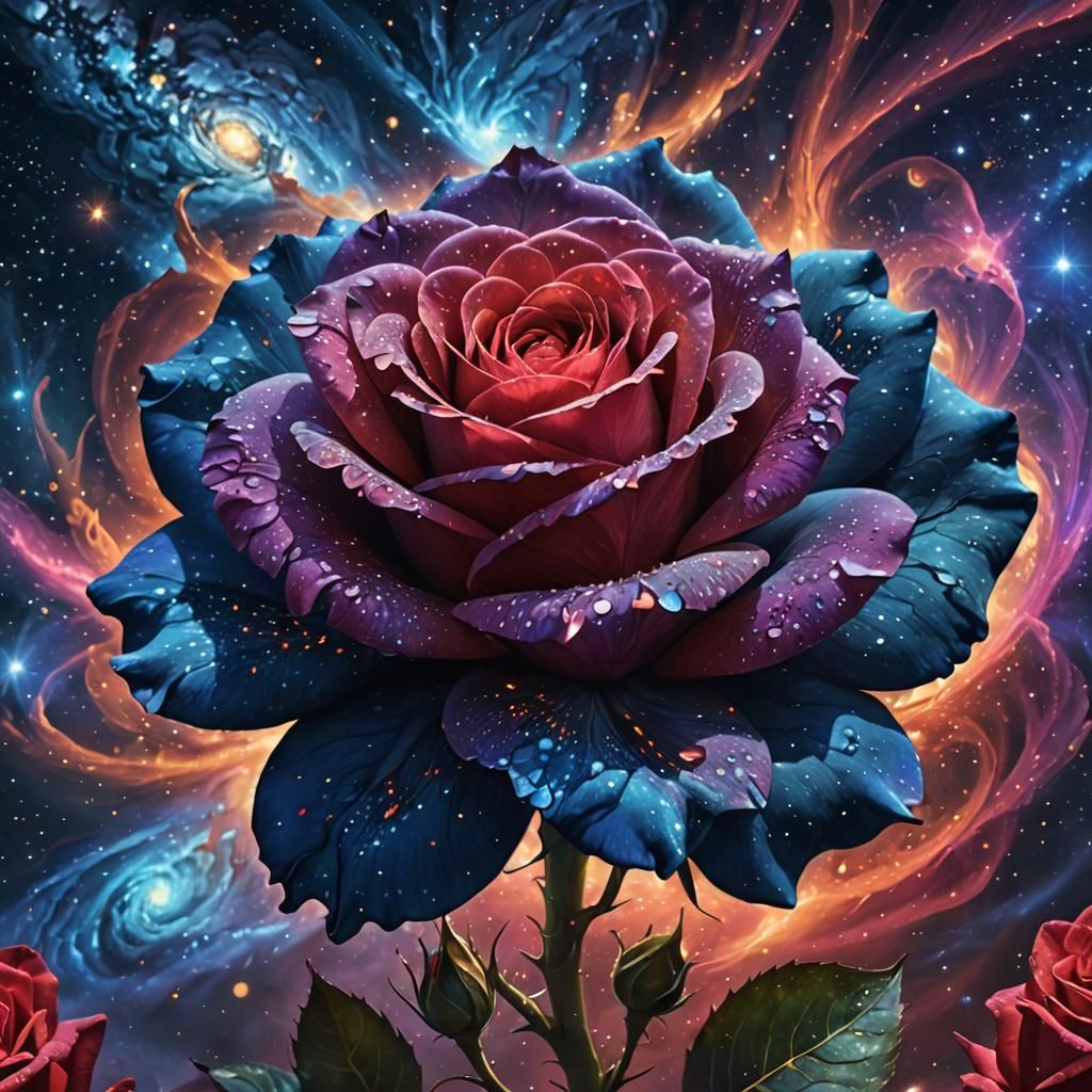 Cosmic Rose Galaxy: Holographic Astral Illustration