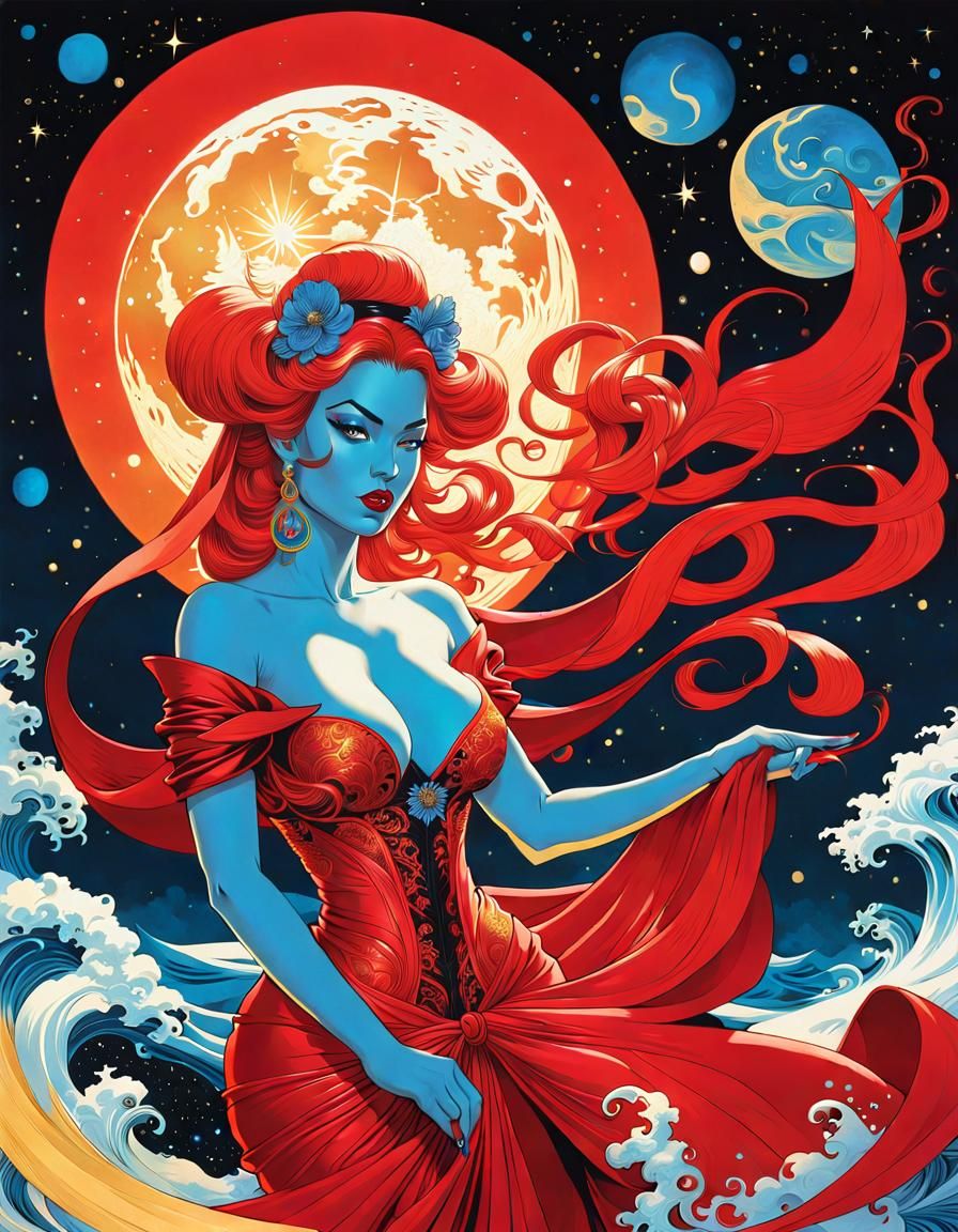 Magic Sea Witch in Soviet Pop Art Style