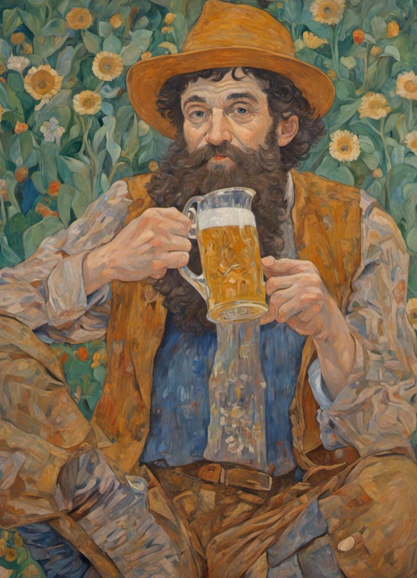 Tom Bombadil Drinking Ale in Art Nouveau Style
