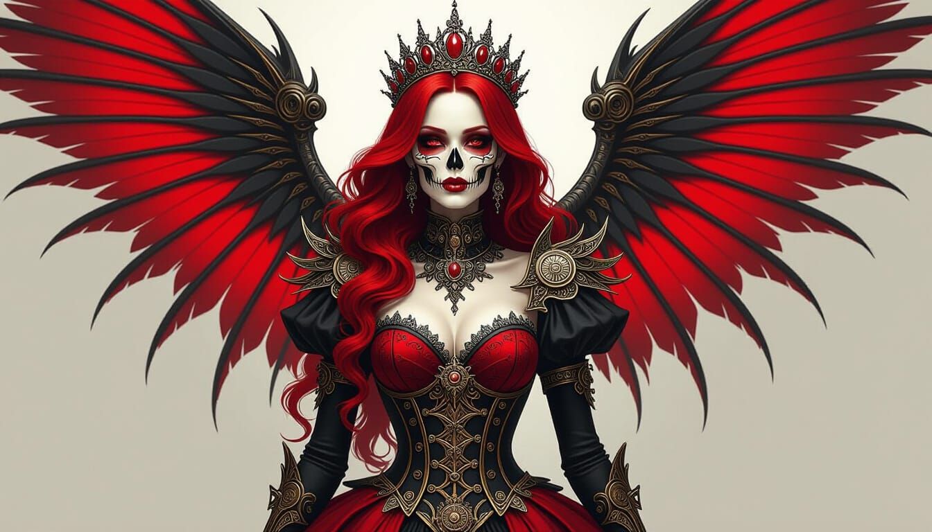 Regal Skeletal Faerie Queen in Steampunk Attire