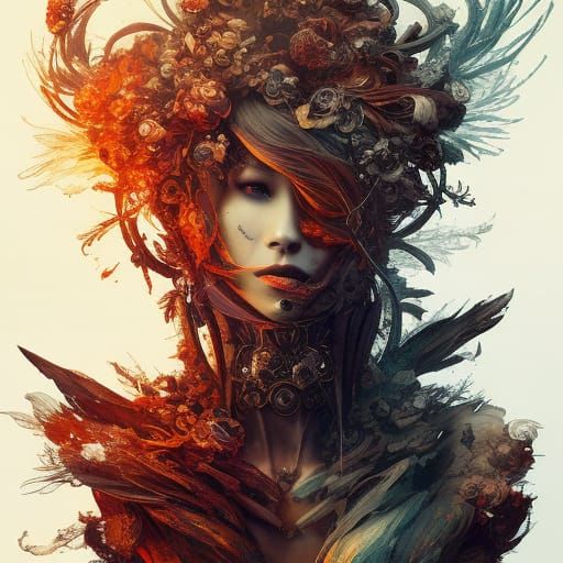 Dark Fantasy Warrior in Intricate Armor, Digital Illustratio...