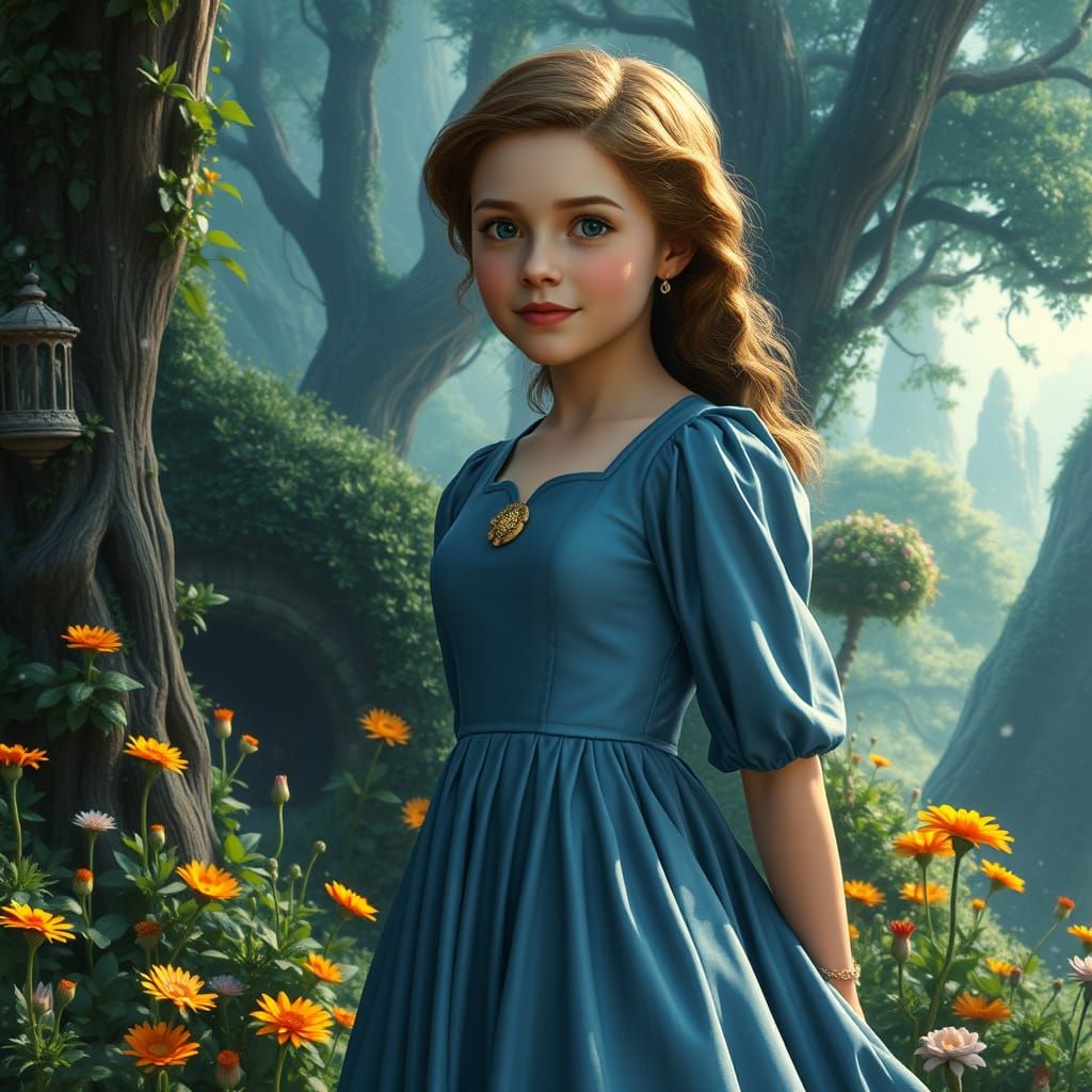 Wendy Darling in Whimsical Neverland Forest
