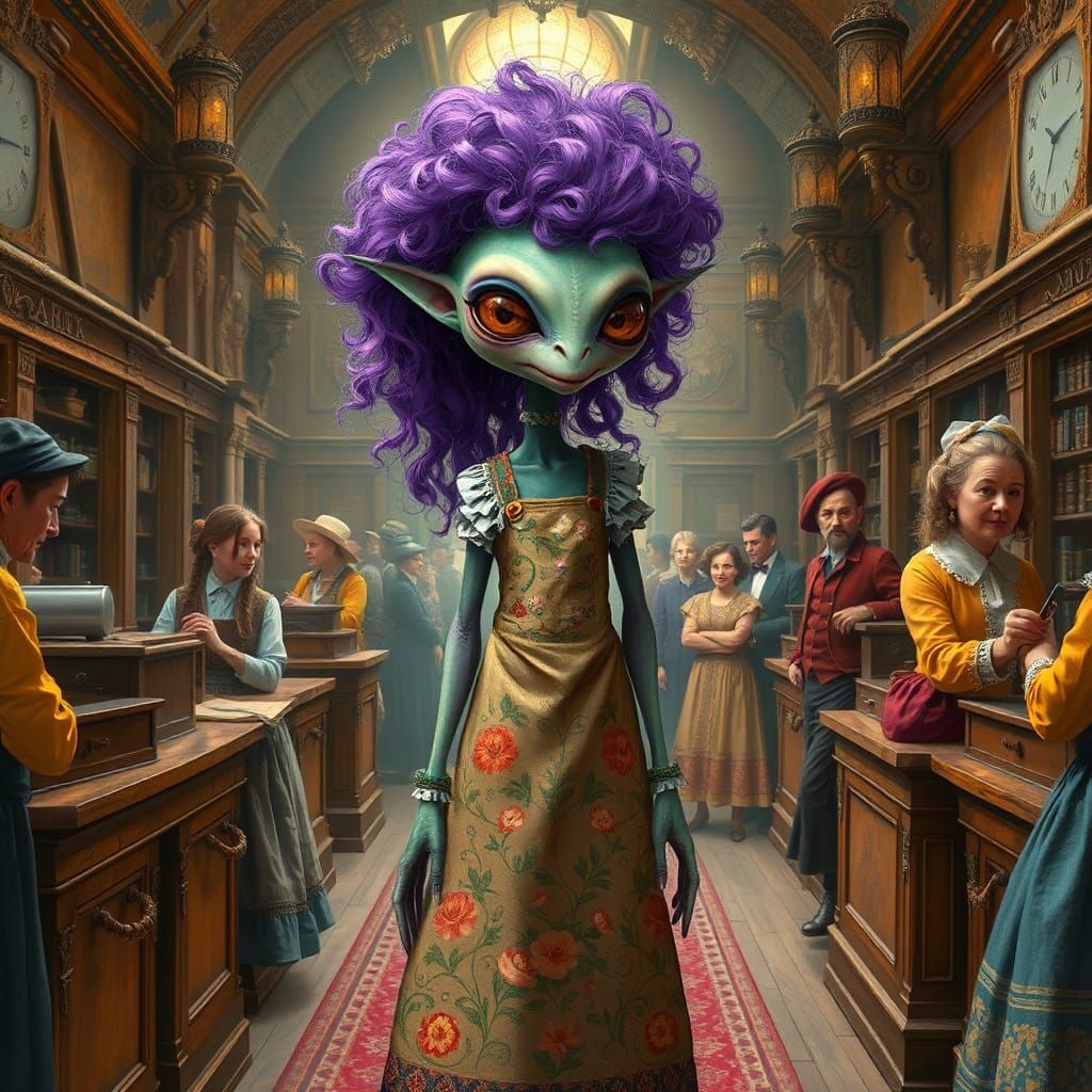 Alien in a Bank, Abstract Digital Art