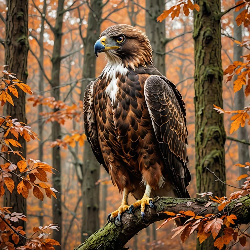 Majestic Bird of Prey in Autumn Forest