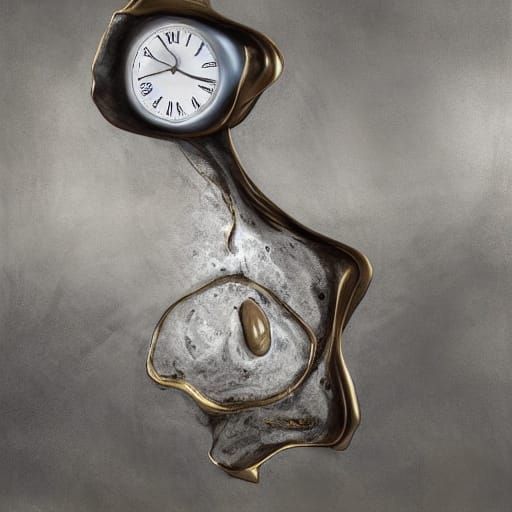 Surreal Desert Landscape with Melting Clocks