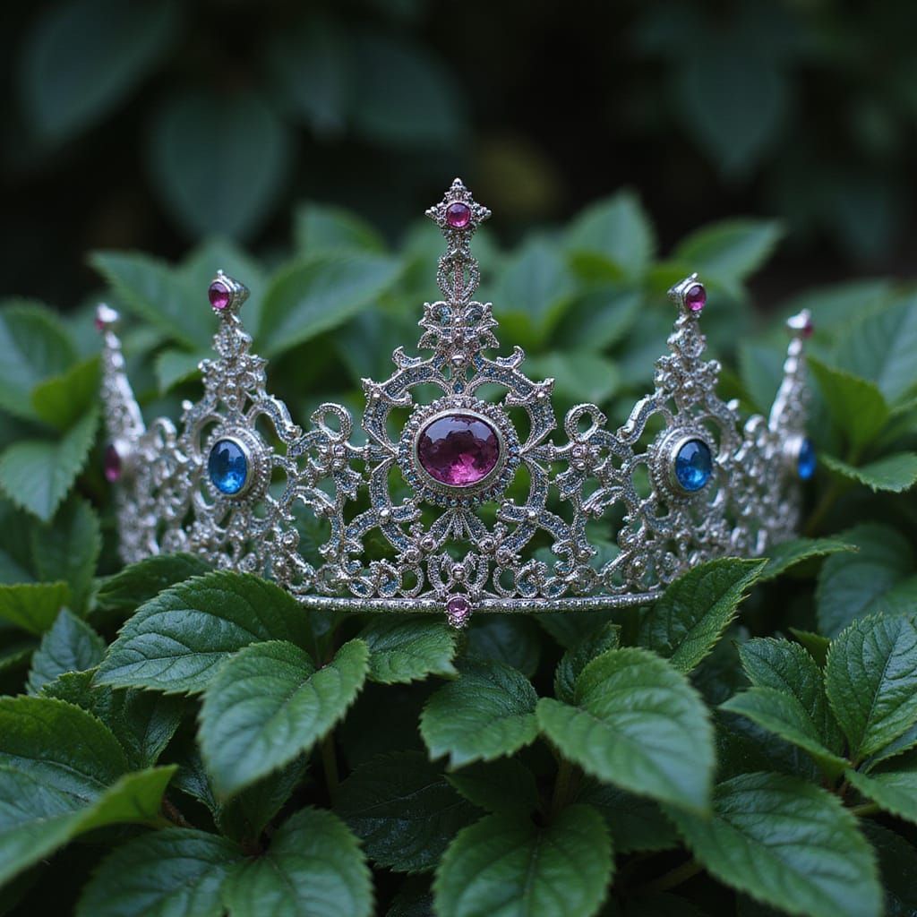 Surreal Leaf and Metal Crown with Arcane Symbolism