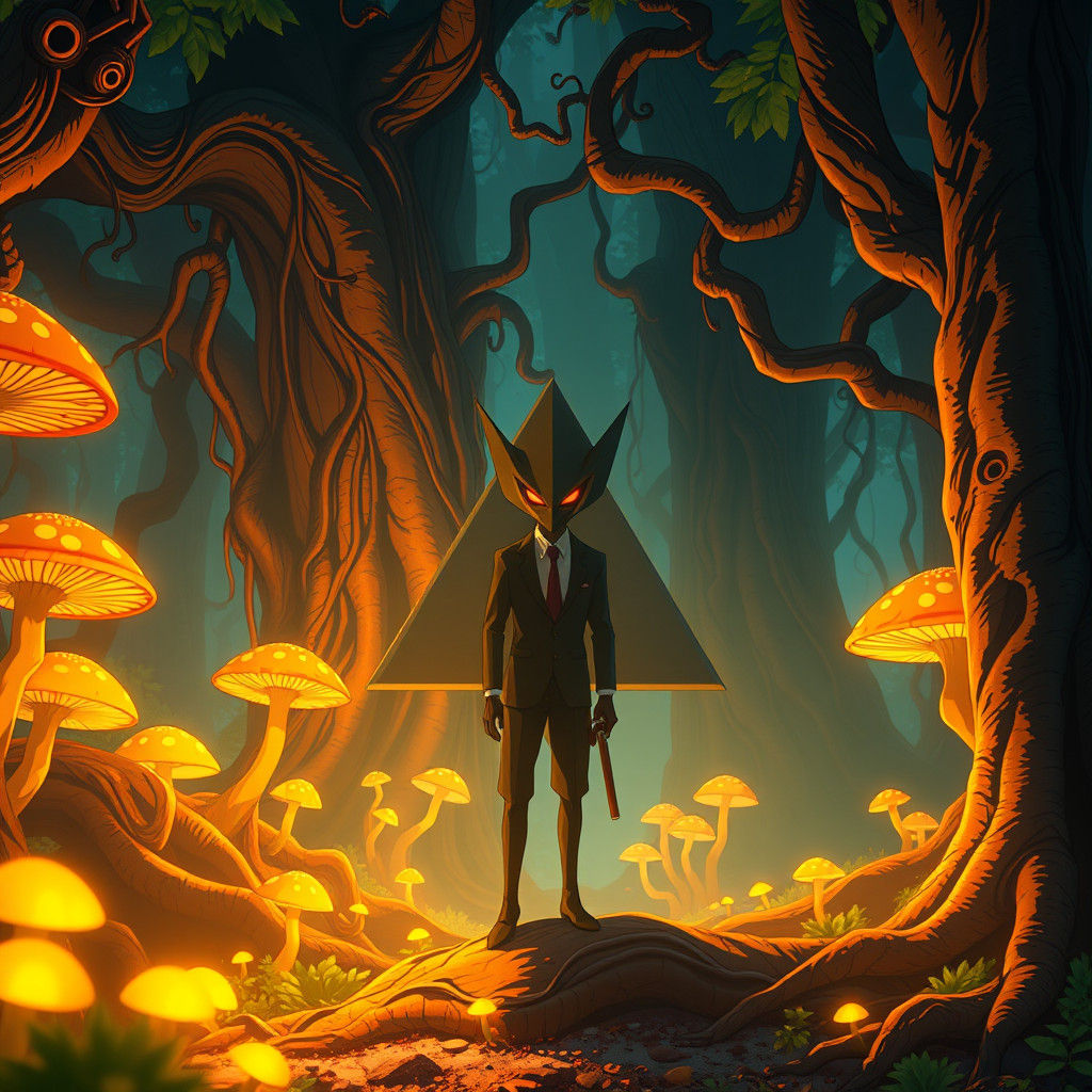 Bill Cipher in Mystical Forest, Anime Key Visual