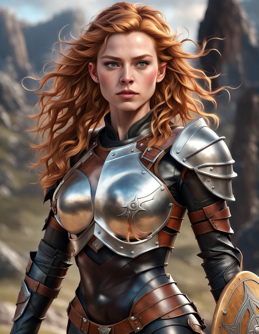 Valkyrie with Shield in Fantasy Style